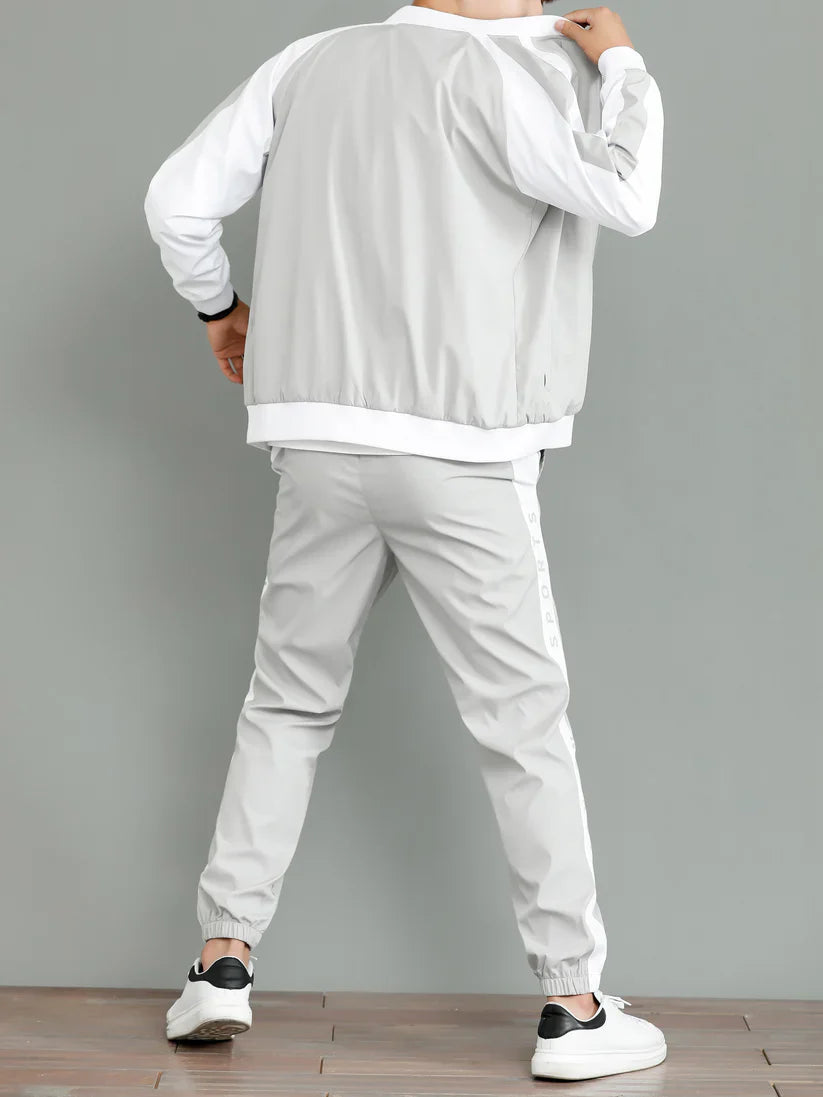 Casual Button Up Cotton Tracksuit Jacket with Pants for Men | Ideal for All Seasons