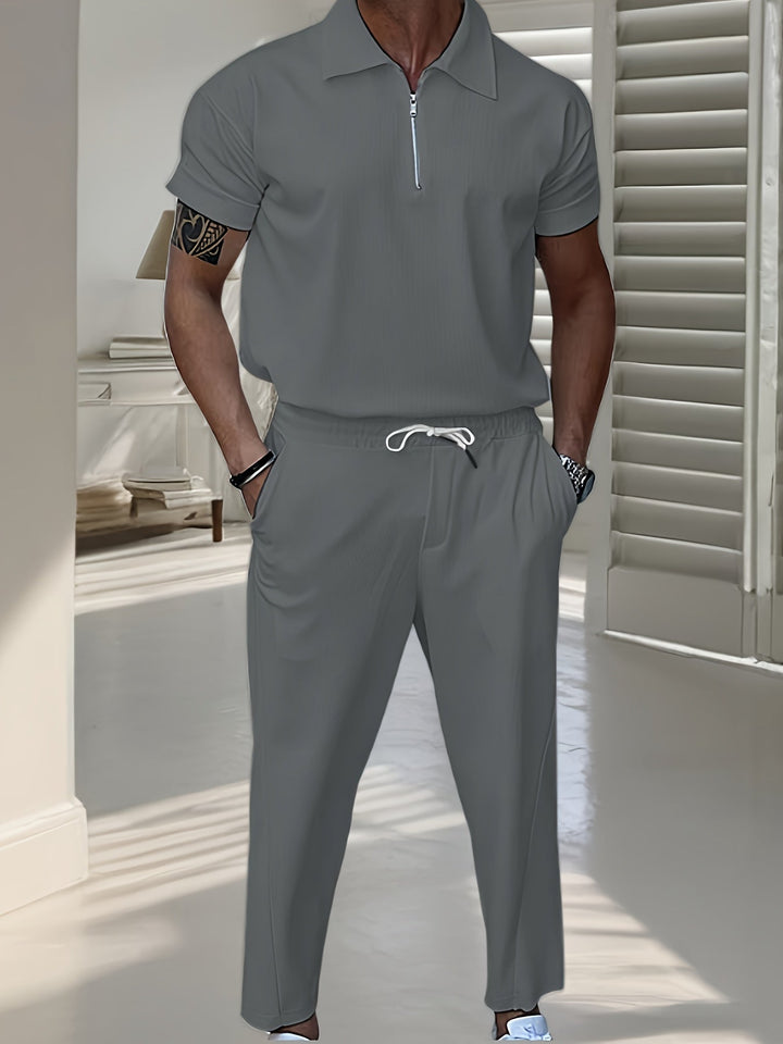 Casual Stylish Zipped Cotton Tracksuit with Breathable Comfy Pants for Men | Ideal for Spring