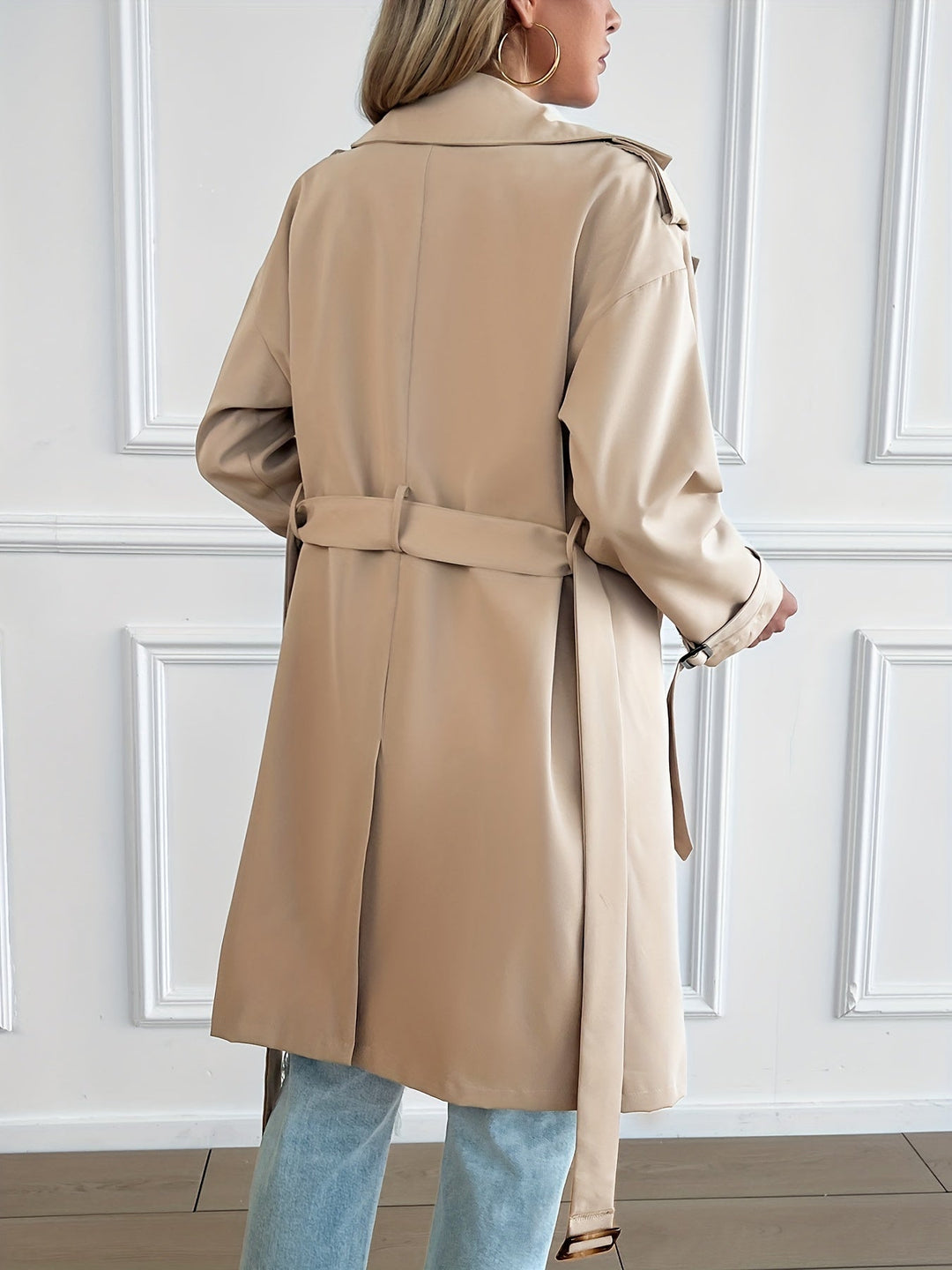 Elegant Belted Trench Coat with Long Sleeves for Women | Perfect for Everyday Wear