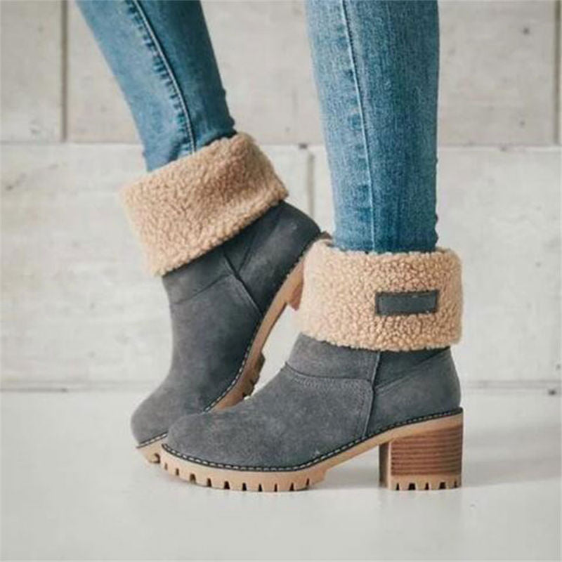 Stylish Suede Ankle Boots with Heel and Fur for Women | Perfect for Casual Days