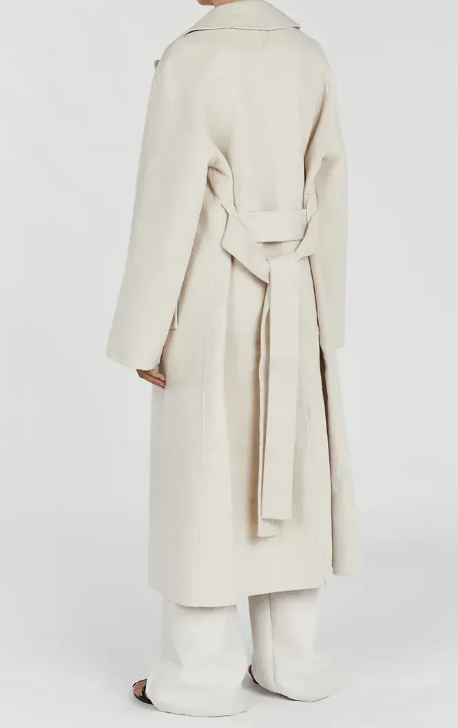 Women's Classic Woolen Long Trench Coat with Turn-Down Collar | Ideal for Autumn/Winter