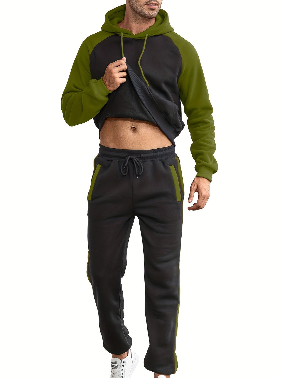 Classic Full Zip Long Sleeve Hoodie and Jogging Pants Tracksuit for Men | Ideal for Winter