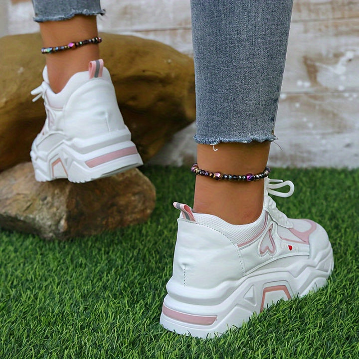 Stylish Heart Pattern Chunky Sneakers for Women | Perfect for Everyday Wear