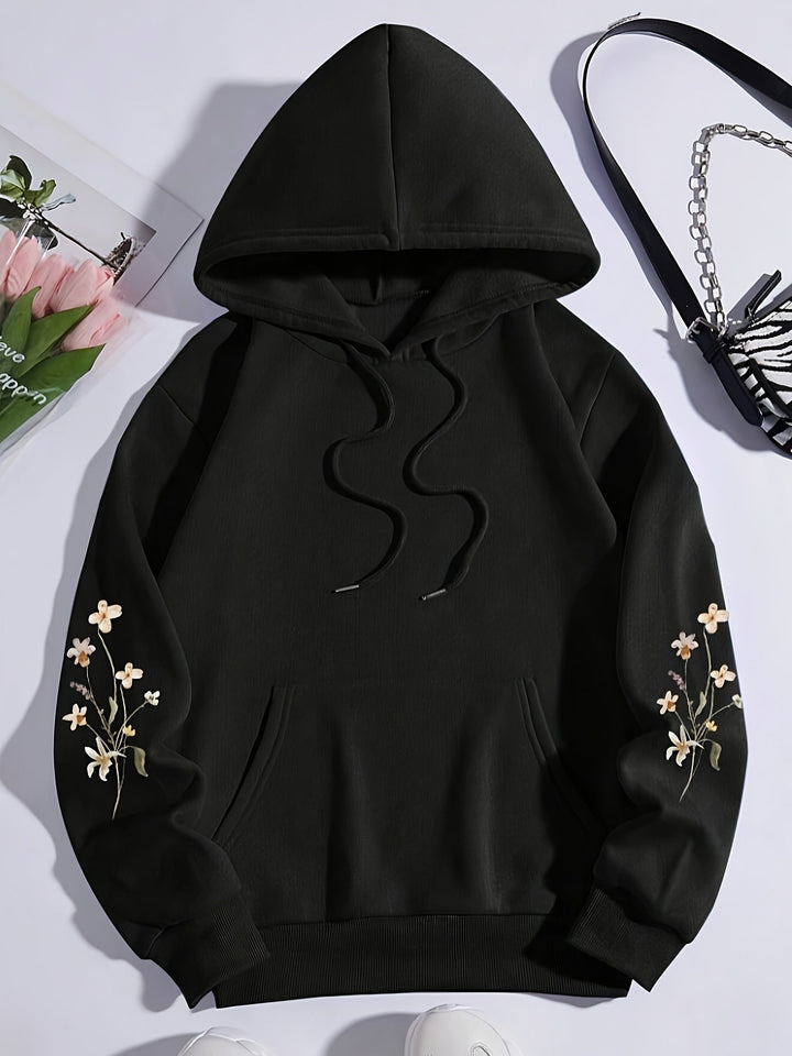 Elegant Fleece Pullover Hoodie with Backprint and Hood for Women | Perfect for Casual Days