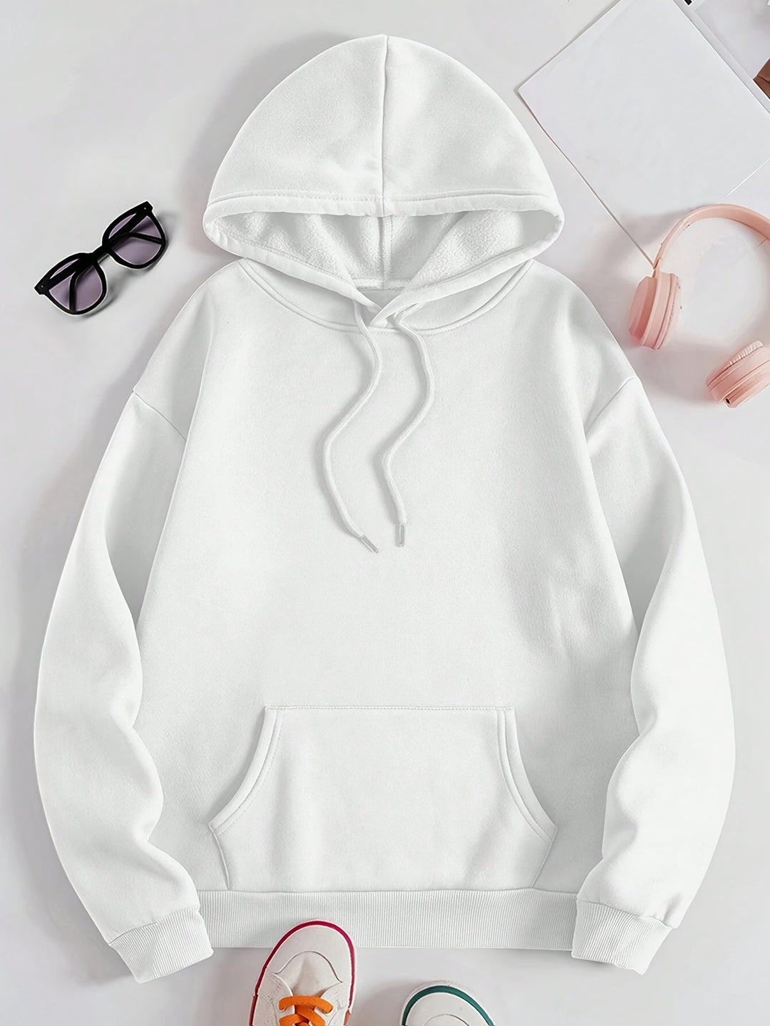 Elegant Fleece Pullover Hoodie with Hood and Backprint for Women | Perfect for Casual Days