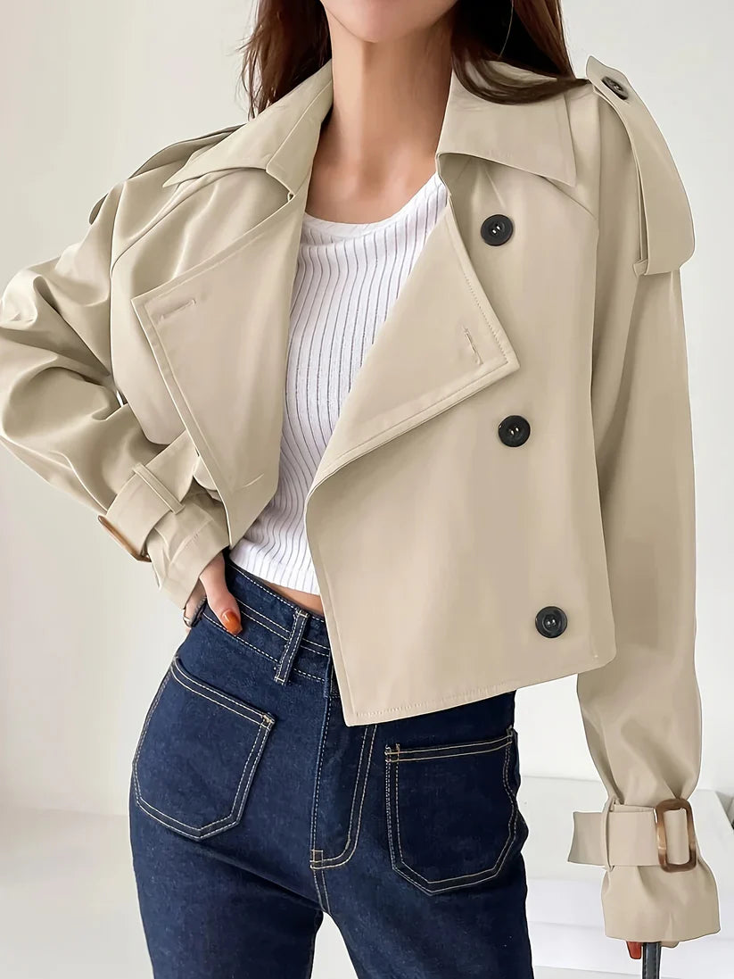 Elegant Trench Coat with Button Decor for Women | Ideal for Autumn