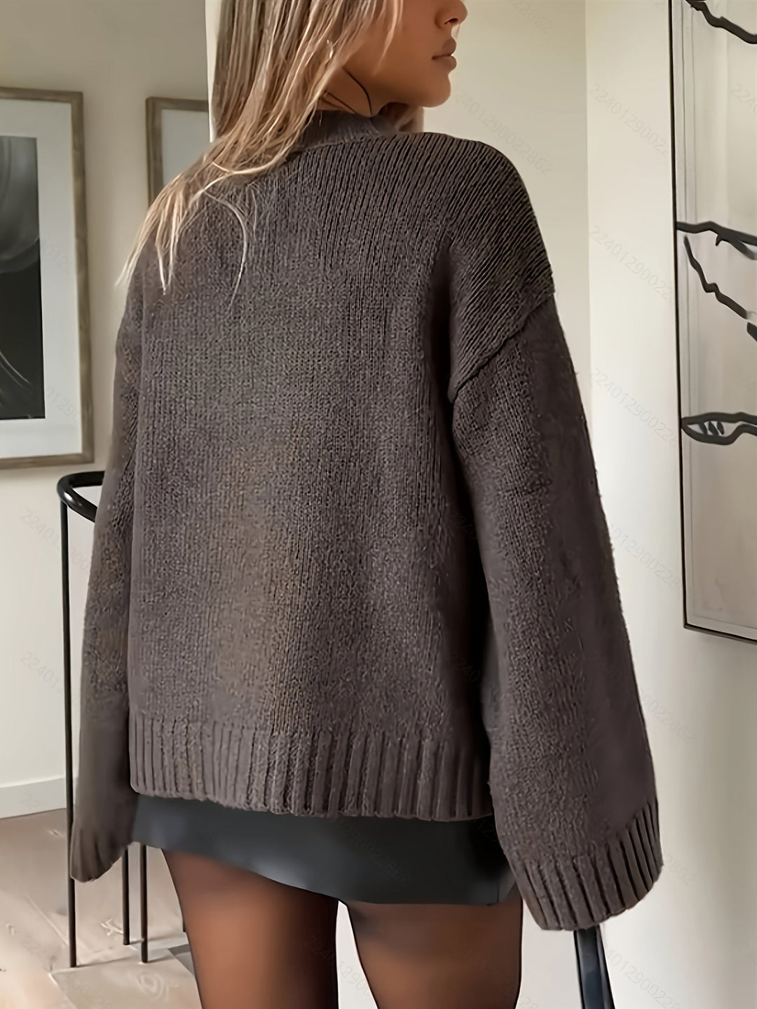 Casual Cotton Long Sleeve Knit Sweater with Cozy Loose Fit for Women | Ideal for Autumn