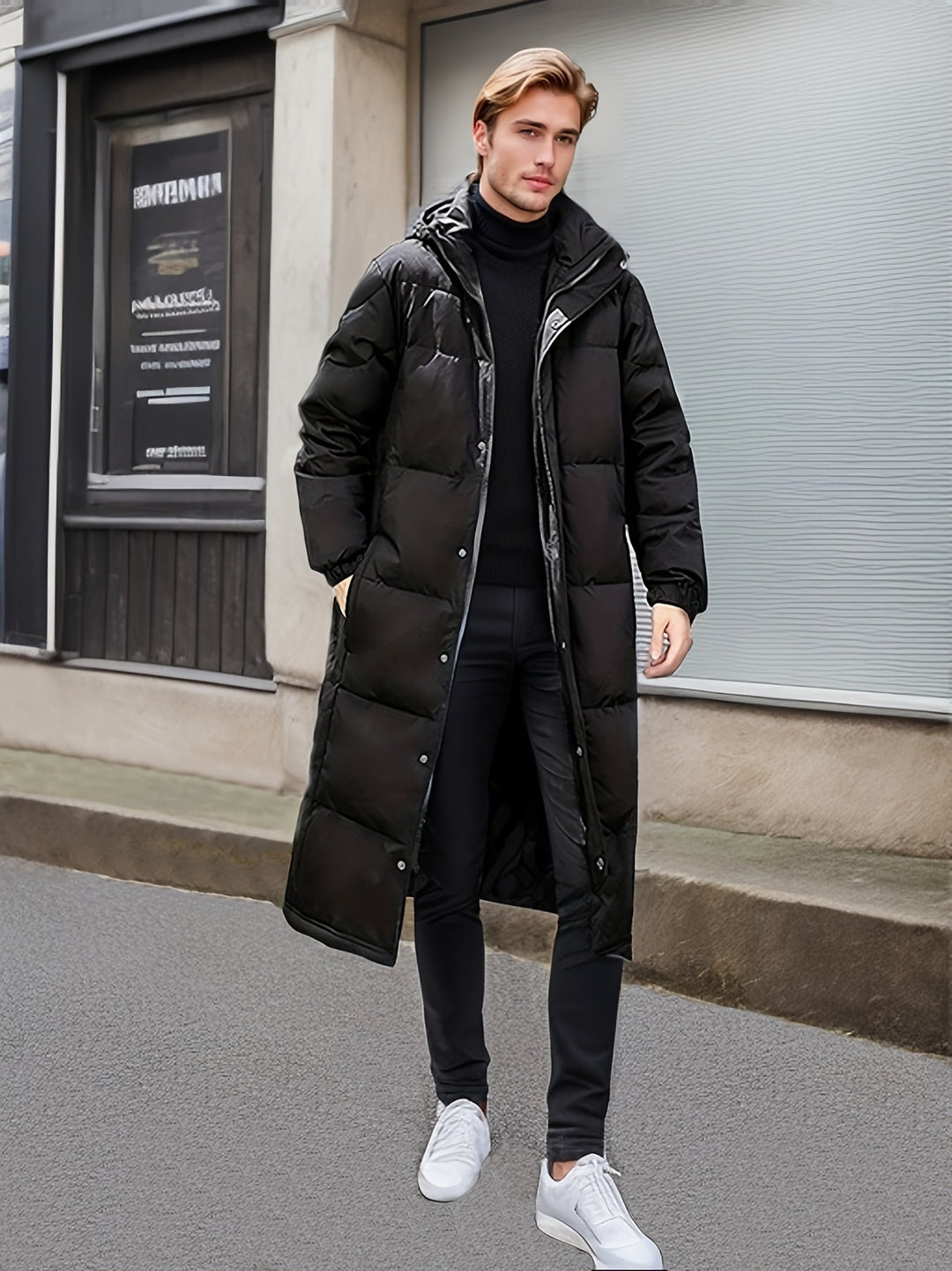 Casual Black Warm Long Padded Hooded Winter Jacket For Men | Perfect for Winter