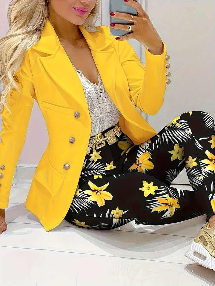 Stylish Blazer And Floral Print Outfit Set for Women | Everyday wear