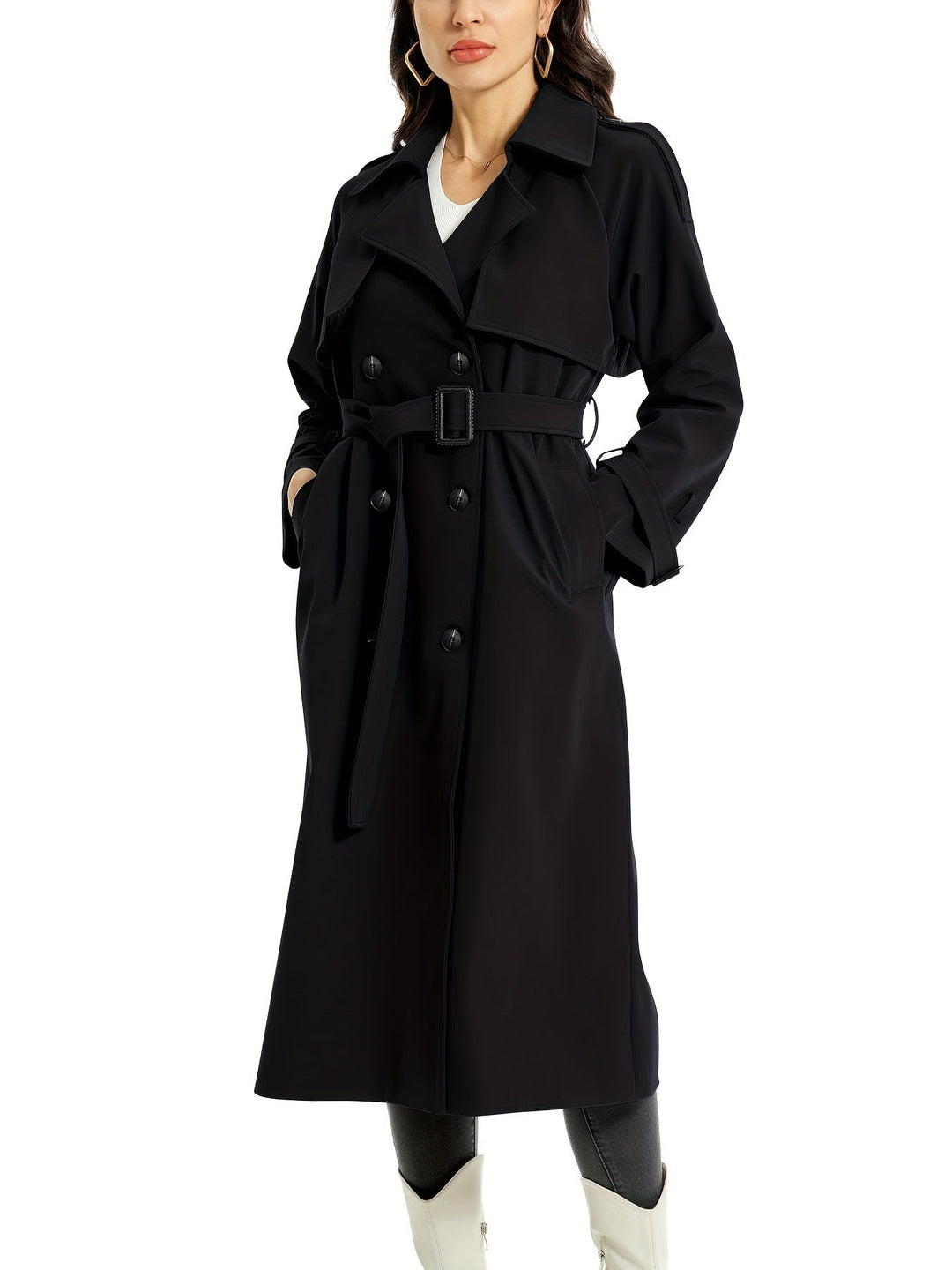 Women’s Elegant Plus Size Double Breasted Trench Coat | Ideal for Autumn/Winter