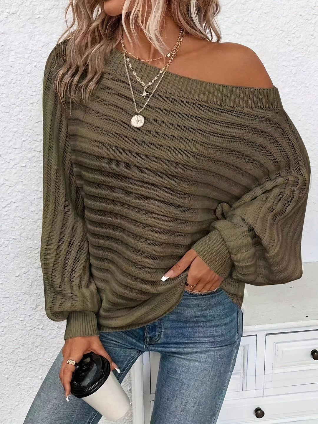 Casual Off Shoulder Wool Sweater with Comfy Design for Women | Ideal for Winter