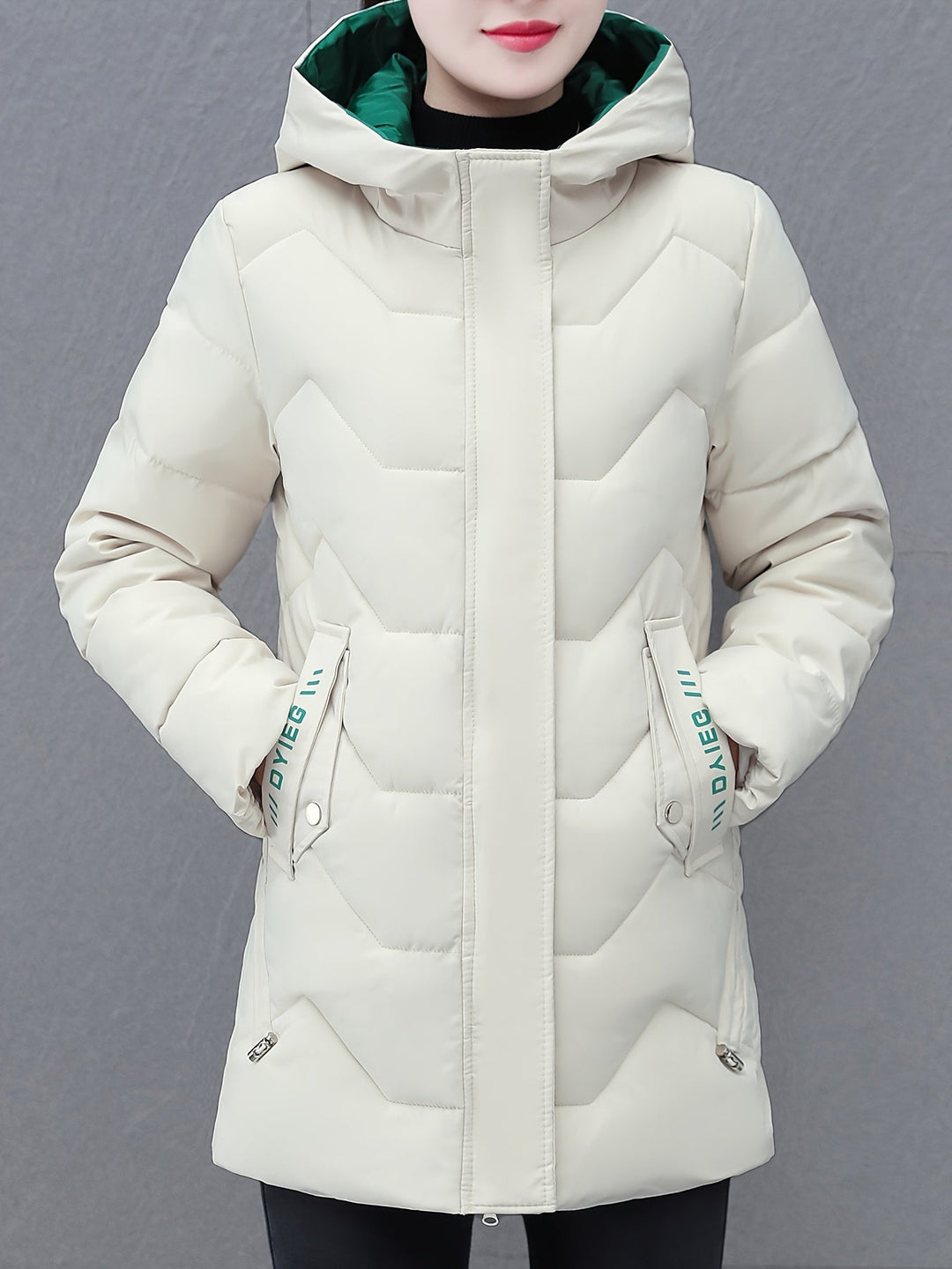 Casual Half-Long Puffer Winter Jacket with Hood for Women | Ideal for Winter