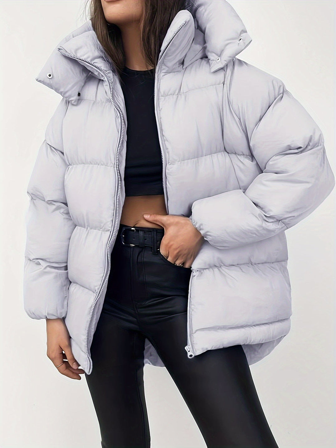 Elegant Warm Puffer Winter Jacket with Hood for Women | Perfect for Outdoor Activities