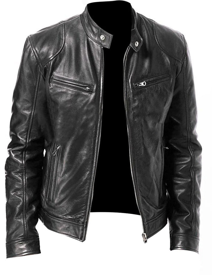 Casual Vegan Leather Jacket Casual Fit For Men | Ideal for Autumn