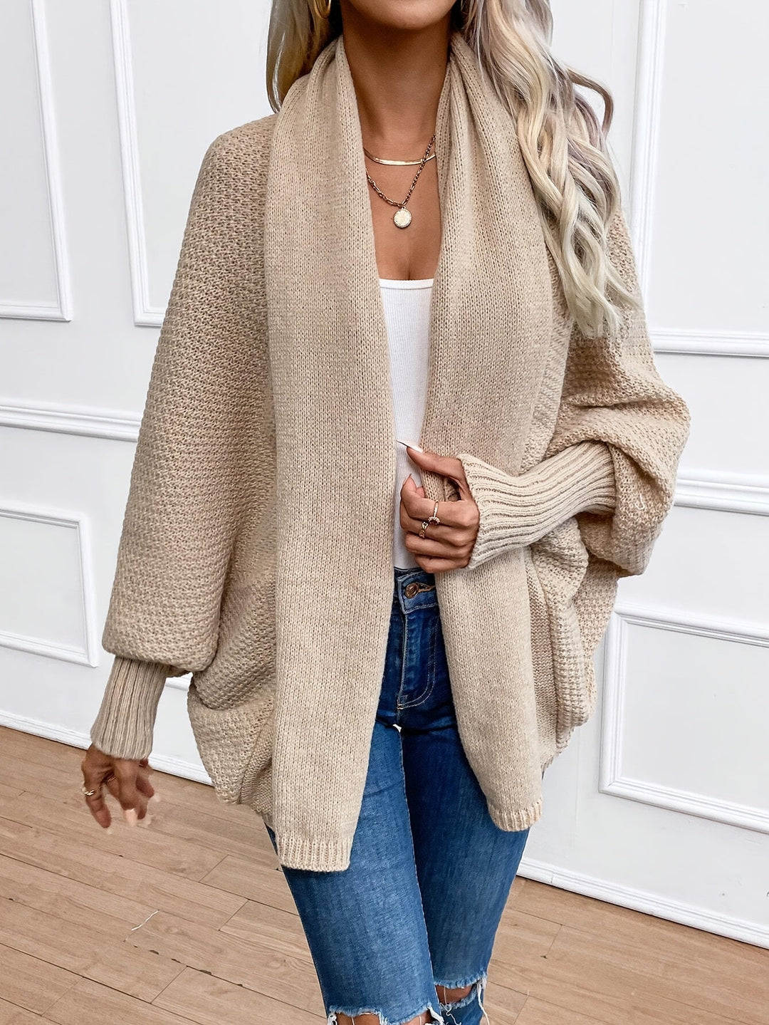 Elegant Warm Sleeve Cashmere Knitwear Cardigan for Women | Ideal for Winter