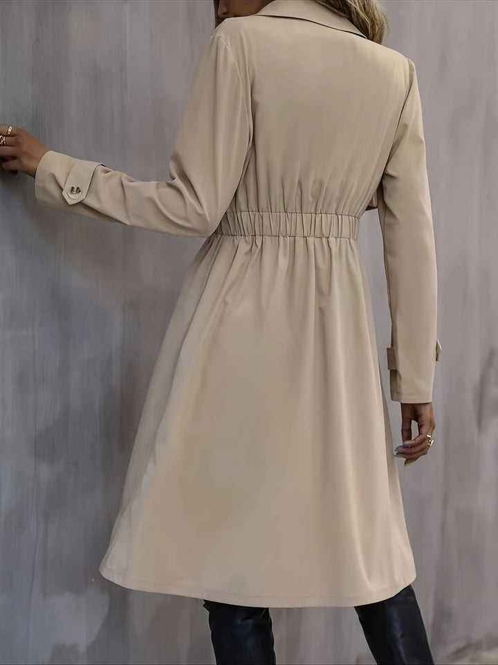 Women's Apricot Pleated-Back Trenchcoat | Ideal for Autumn/Winter