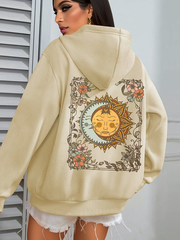 Elegant Fleece Pullover Hoodie with Hood and Backprint for Women | Perfect for Casual Days