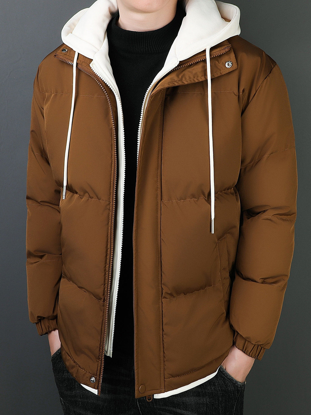 Casual Fake Two Piece Hooded Winter Jacket for Men | Perfect for Casual Days