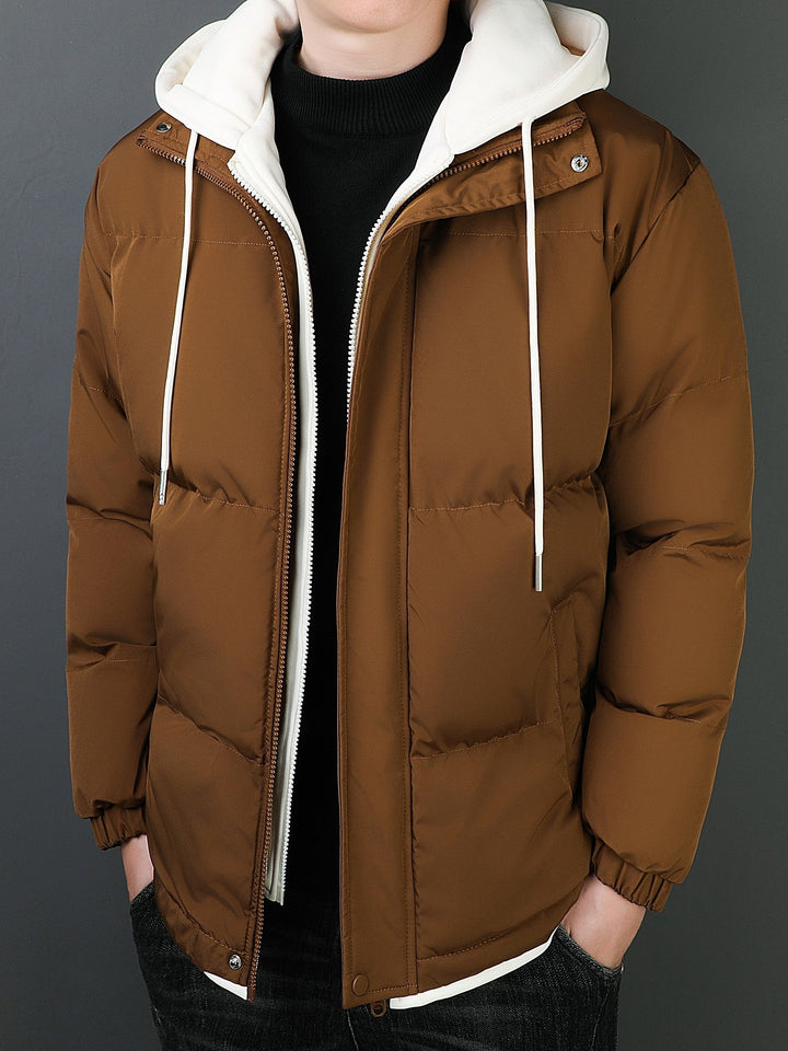 Casual Fake Two Piece Hooded Winter Jacket for Men | Perfect for Casual Days