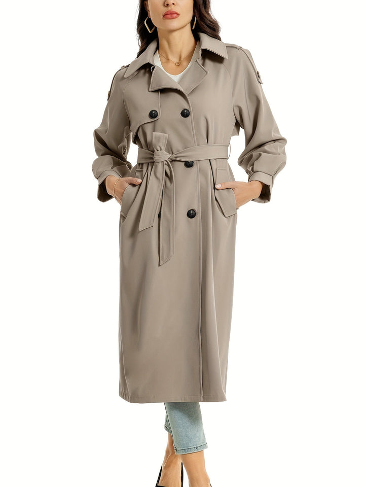 Women's Classic Long Trenchcoat with Double-Button Closure | Ideal for Autumn/Winter