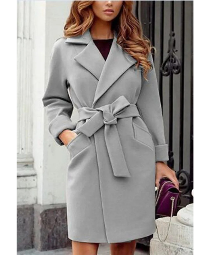 Women’s Stylish Petite Trench Coat with Belt and Lapel Collar | Ideal for Autumn/Winter