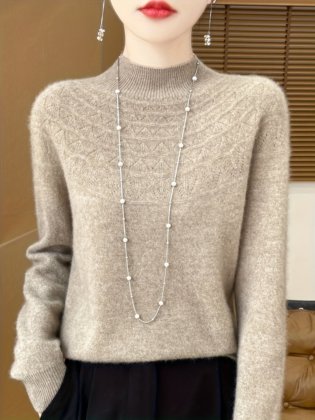 Casual Wool Knit Pullover Sweater for Women | Ideal for Winter