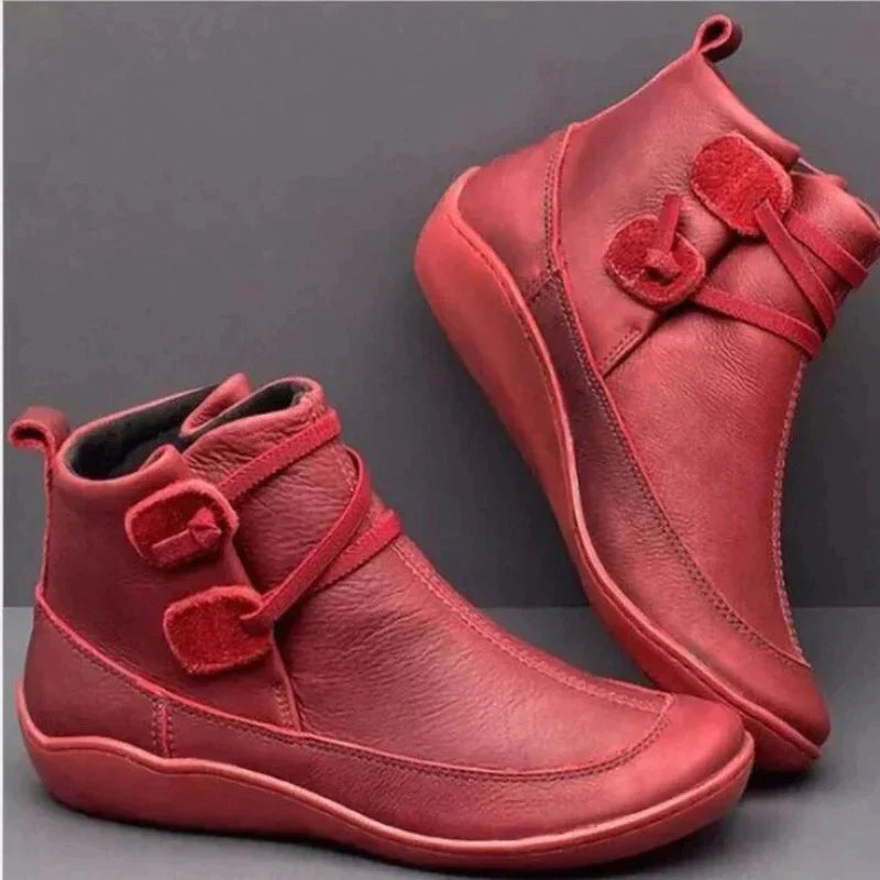 Vegan Leather Flat Ankle Boots for Women | Eco-Friendly Materials