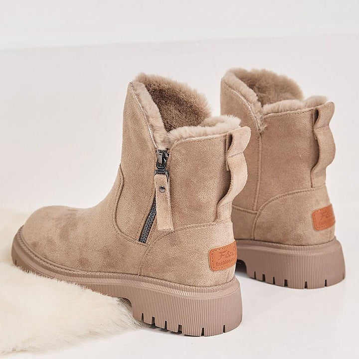 Casual Flat Ankle Boots with Zipper and Vegan Fur for Women | Perfect for Casual Days