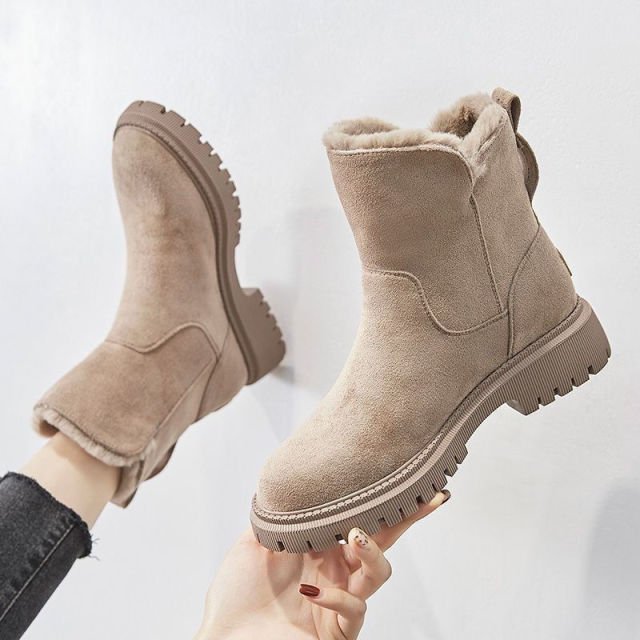 Casual Flat Ankle Boots with Zipper and Vegan Fur for Women | Perfect for Casual Days