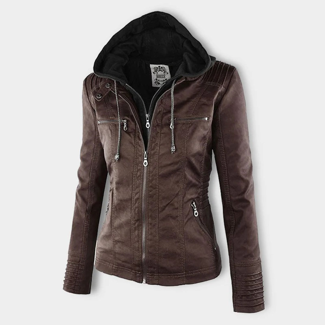 Casual Hooded Leather Jacket for Women | Ideal for All Seasons