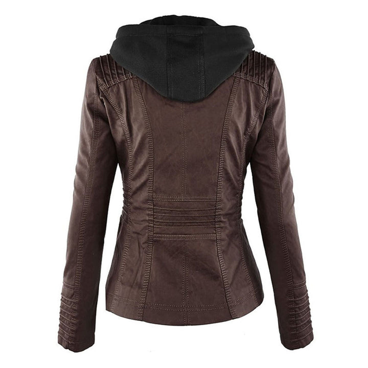 Casual Hooded Leather Jacket for Women | Ideal for All Seasons