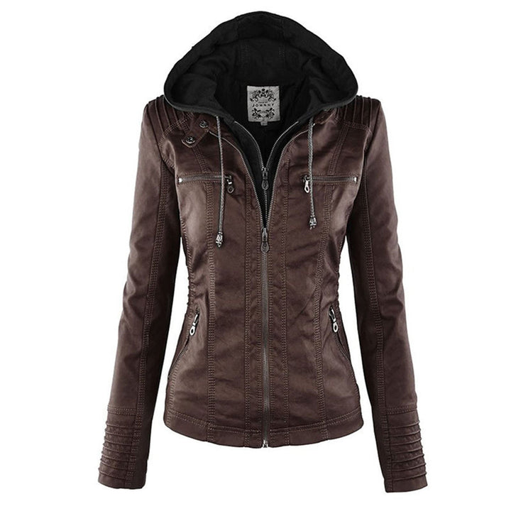 Casual Hooded Leather Jacket for Women | Ideal for All Seasons