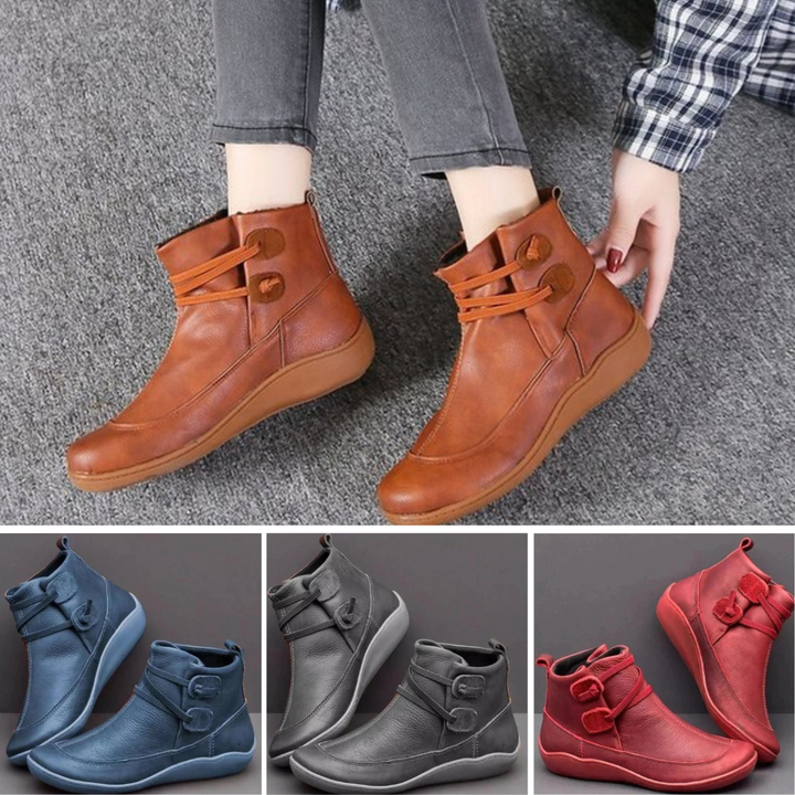 Vegan Leather Flat Ankle Boots for Women | Eco-Friendly Materials