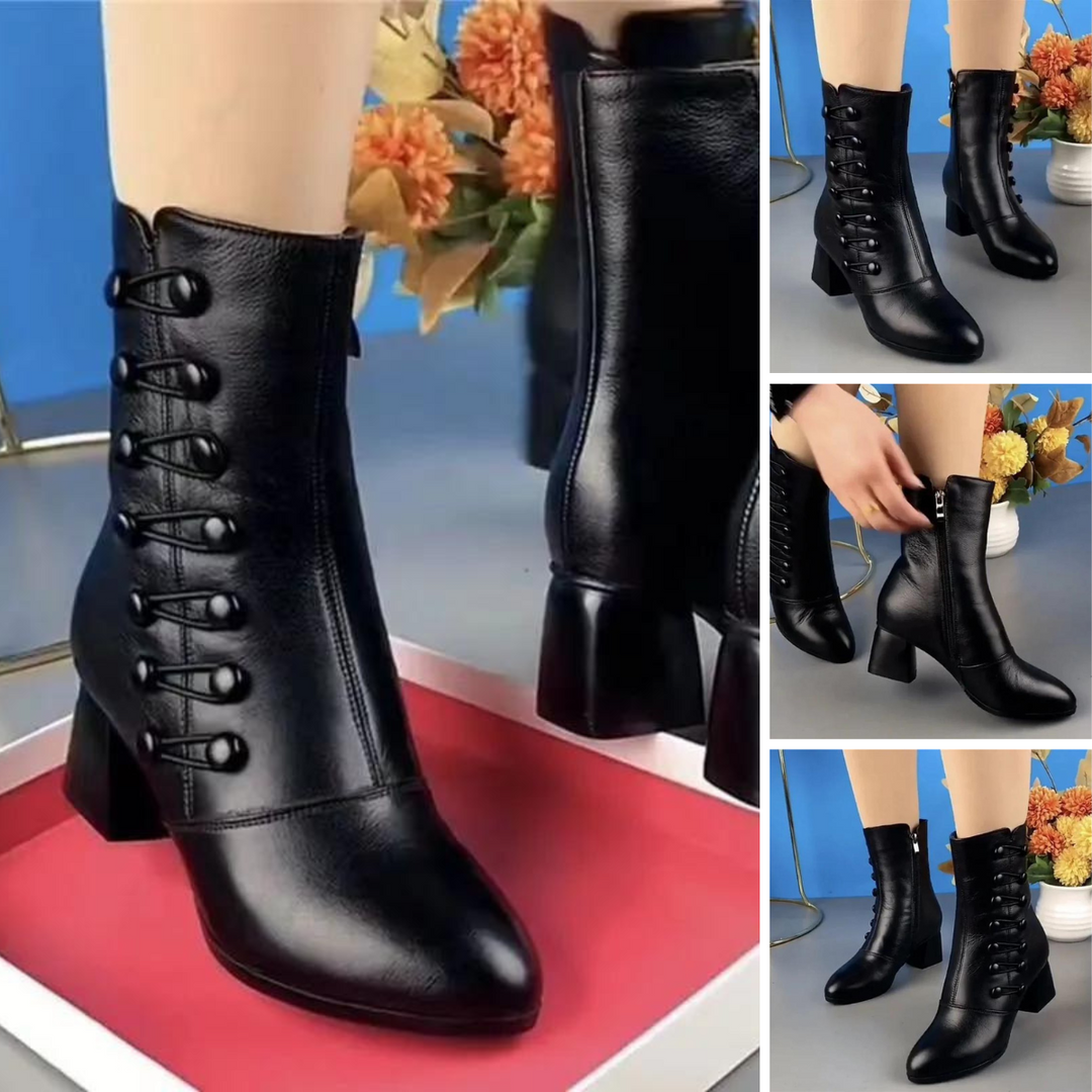 Vegan Smooth Leather Ankle Boots with Heel for Women | Ideal for Everyday Wear