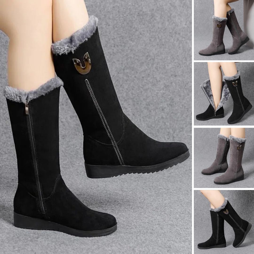 Elegant Suede Flat Ankle Boots with Zipper and Wool for Women | Perfect for Casual Days