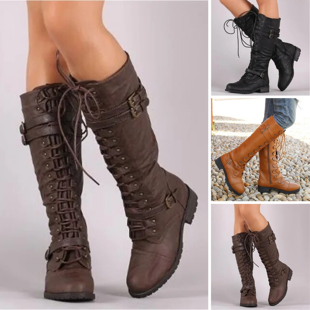 Vegan Leather Flat Knee High Boots with Heel for Women | Ideal for All Seasons