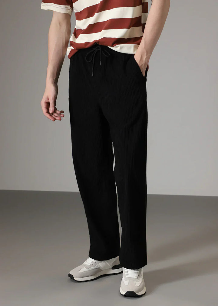 Terrence - Straight Leg Trousers with Ribbed Finish