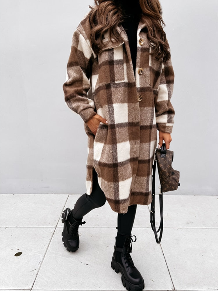 Oversized Plaid Wool Coat | Perfect for Autumn Casual Days