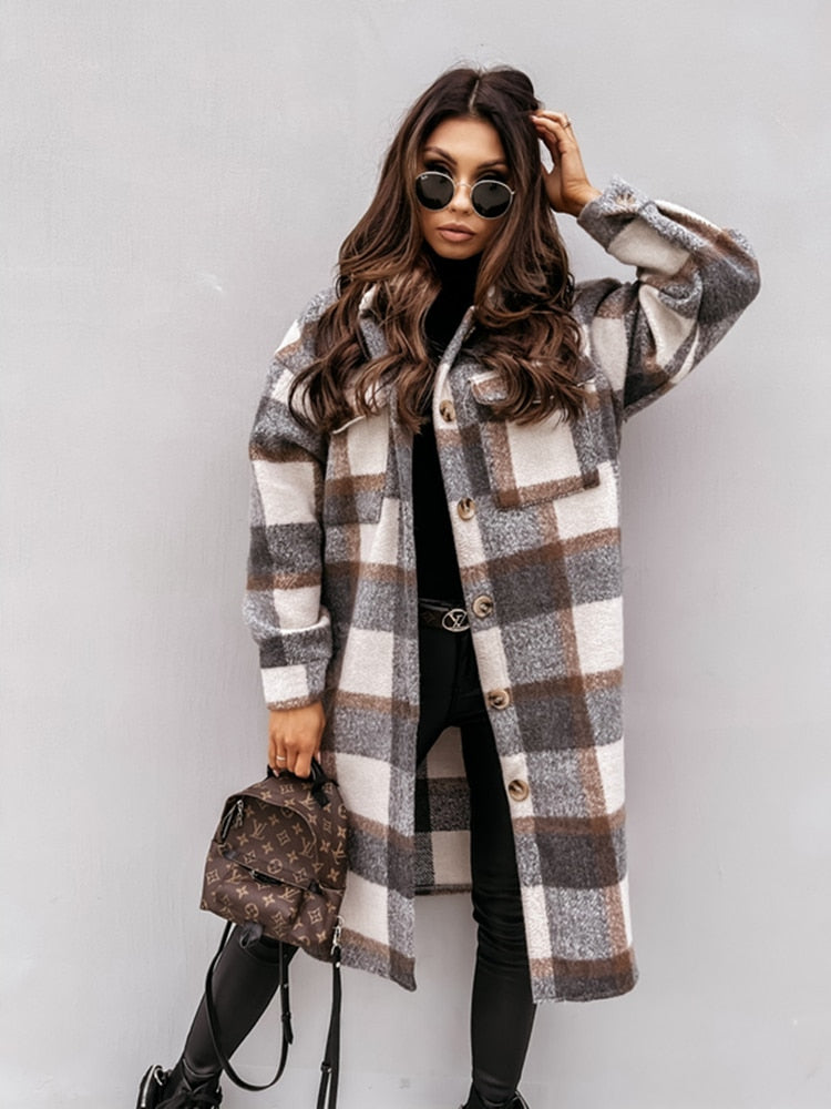 Oversized Plaid Wool Coat | Perfect for Autumn Casual Days