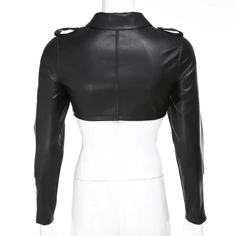 Stylish Crop Top Leather Jacket for Women | Ideal for Spring