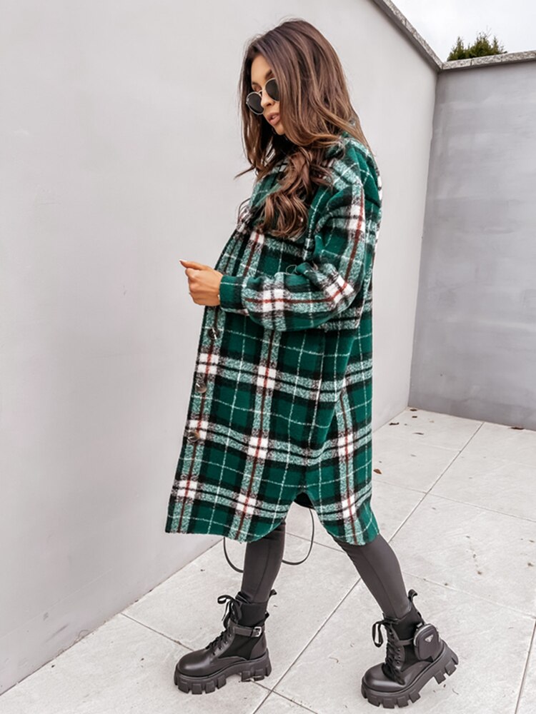 Oversized Plaid Wool Coat | Perfect for Autumn Casual Days