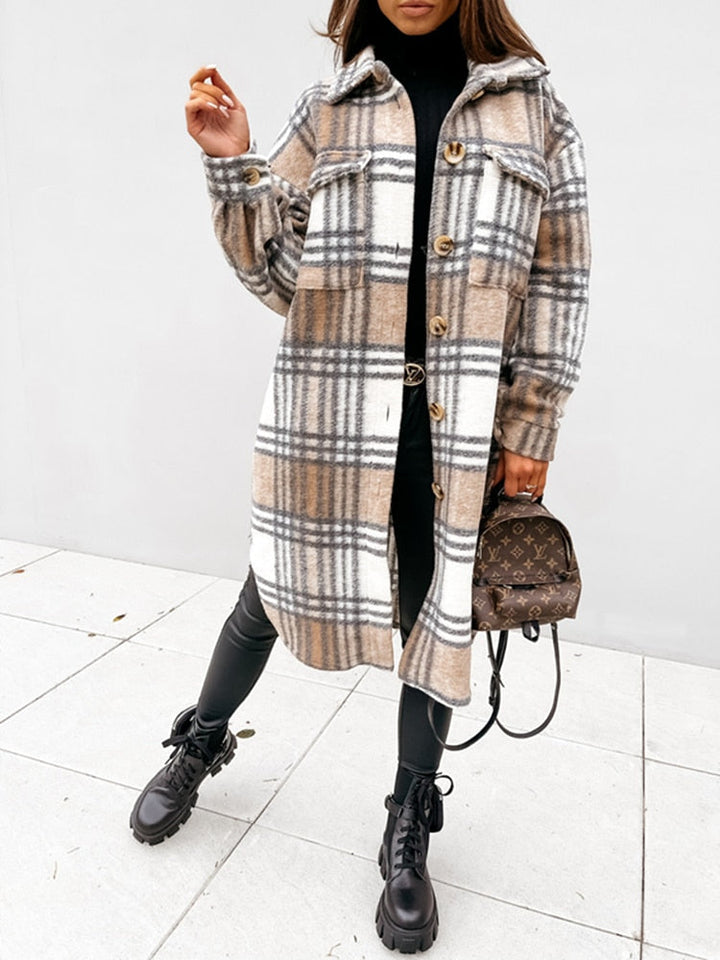 Oversized Plaid Wool Coat | Perfect for Autumn Casual Days