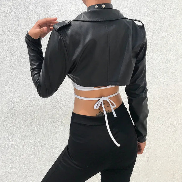 Stylish Crop Top Leather Jacket for Women | Ideal for Spring