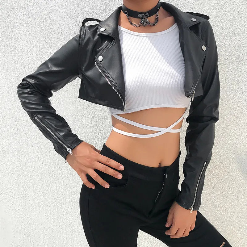 Stylish Crop Top Leather Jacket for Women | Ideal for Spring