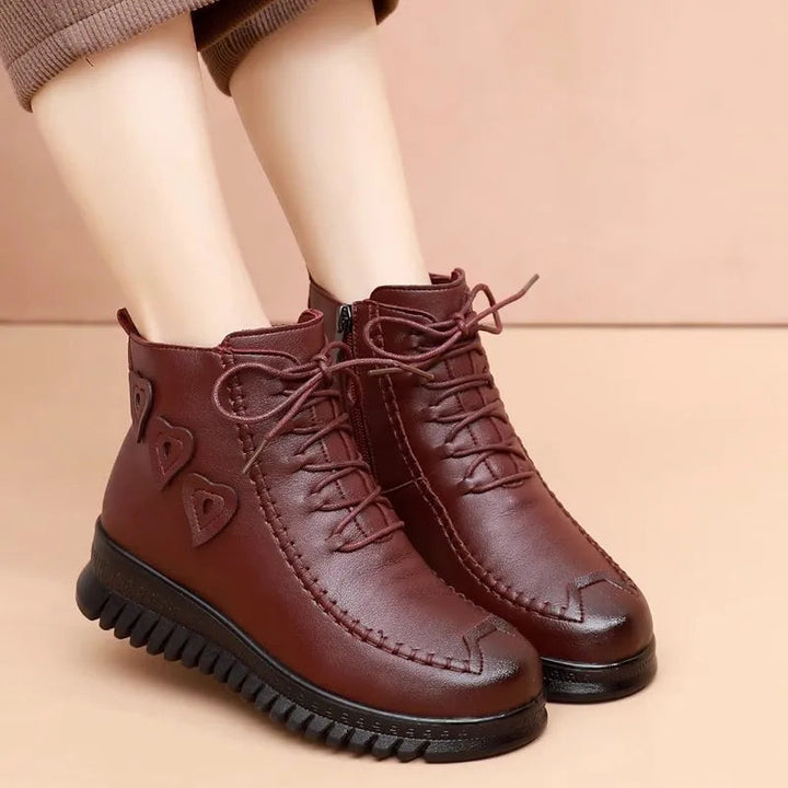 Elegant Vegan Leather Flat Ankle Boots for Women | Ideal for Autumn/Winter