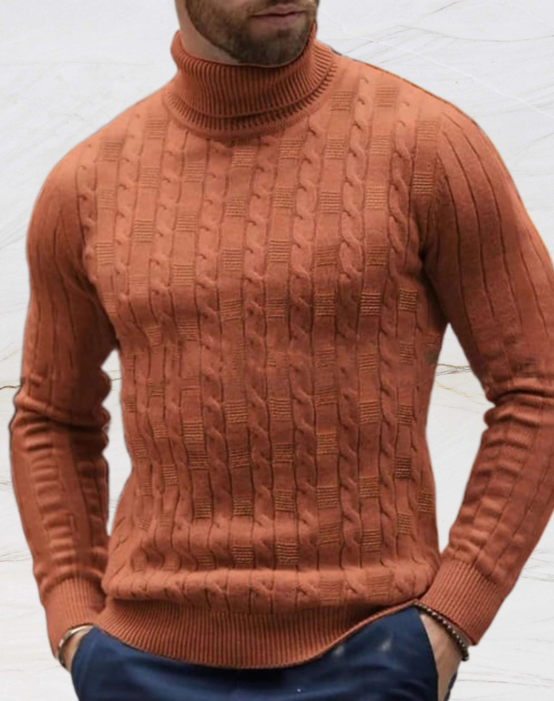 Chic Turtleneck Knitted Sweater for Men | Perfect for Everyday Wear