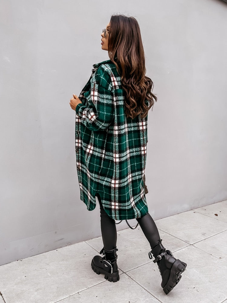 Oversized Plaid Wool Coat | Perfect for Autumn Casual Days