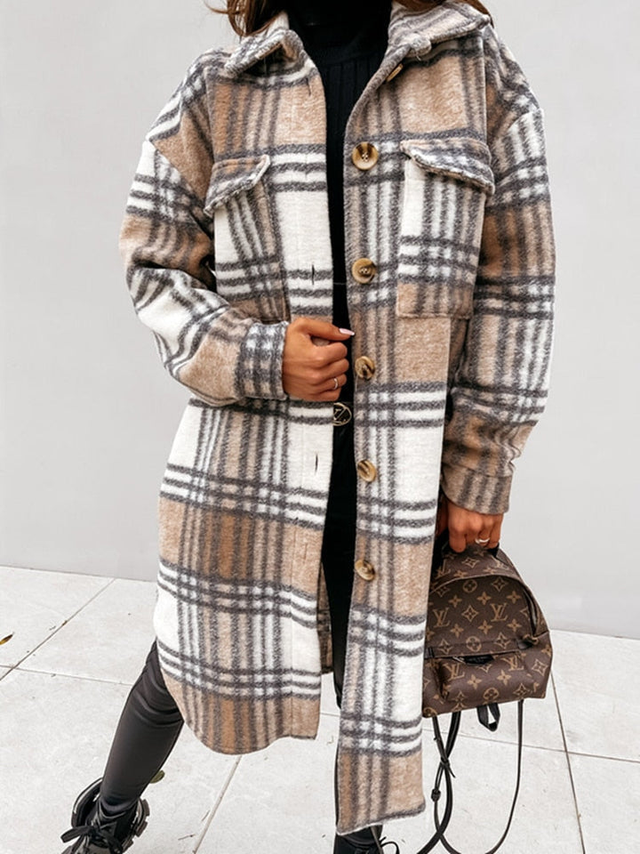 Oversized Plaid Wool Coat | Perfect for Autumn Casual Days