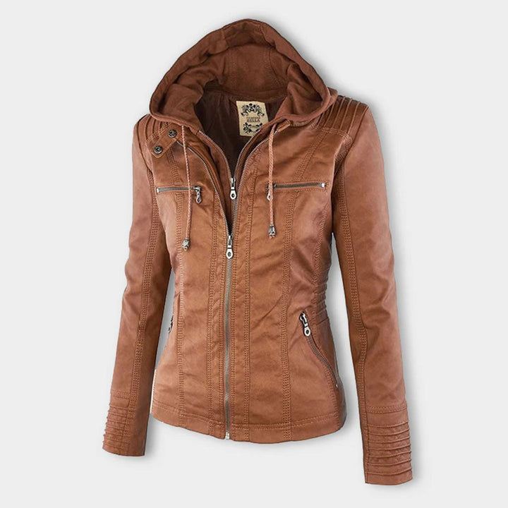 Casual Hooded Leather Jacket for Women | Ideal for All Seasons