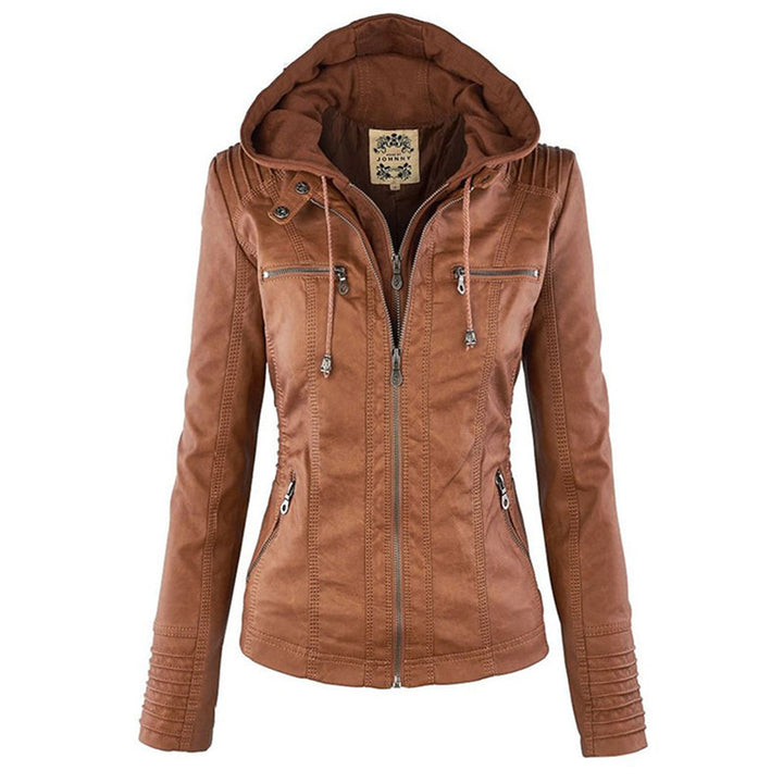 Casual Hooded Leather Jacket for Women | Ideal for All Seasons